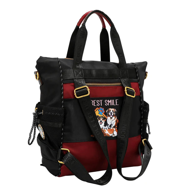 MOCHILA (BEST SMILE) – Nicole Lee | Poliéster Ligero, Cuero Vegano y Múltiples Compartimentos