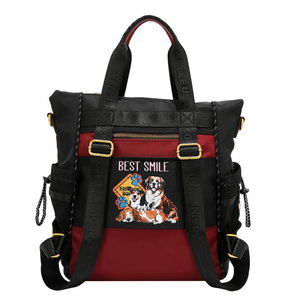 MOCHILA (BEST SMILE) – Nicole Lee | Poliéster Ligero, Cuero Vegano y Múltiples Compartimentos