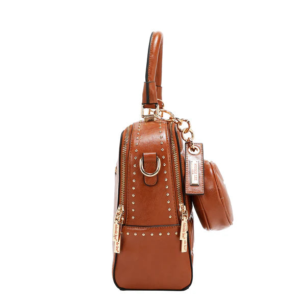 Bolso Nicole Lee marrón con asa de cadena