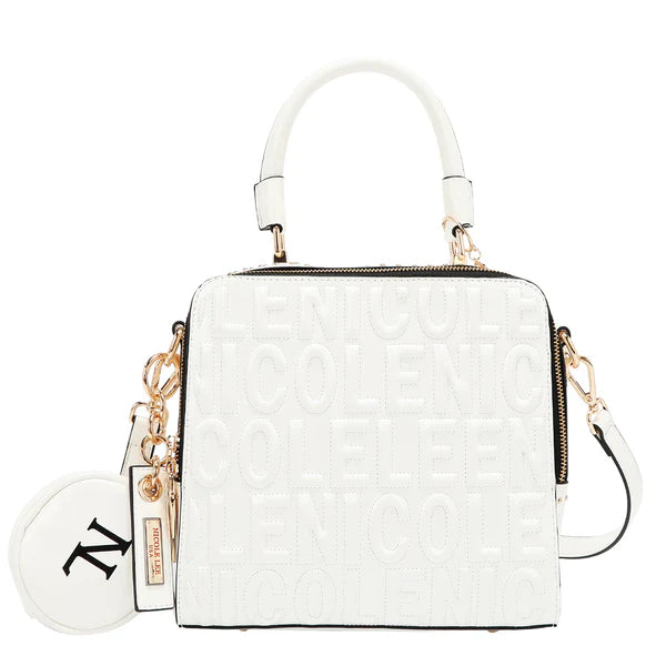 Bolso Nicole Lee blanco con asa de cadena