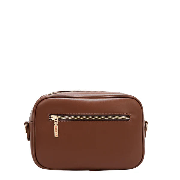 BOLSO BANDOLERA GEOMÉTRICO CORTADO A LÁSER (MARRON)