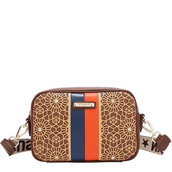 BOLSO BANDOLERA GEOMÉTRICO CORTADO A LÁSER (MARRON)