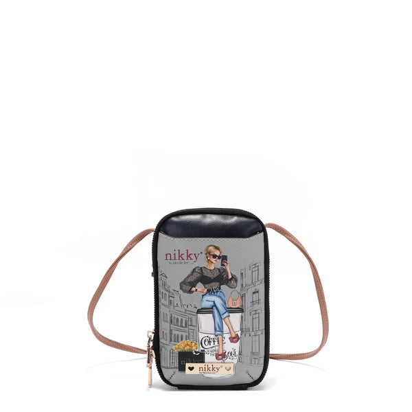 BOLSO CRUZADO CON CREMALLERA PARA TELÉFONO/CARTERA - Urban Coffee Dream | Nikky