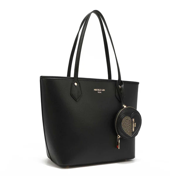 BOLSO SHOPPER CON MONEDERO - Negro  | Cuero Vegano | Nicole Lee España