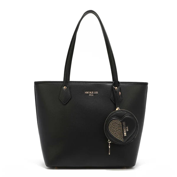 BOLSO SHOPPER CON MONEDERO - Negro  | Cuero Vegano | Nicole Lee España