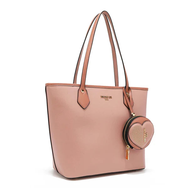 BOLSO SHOPPER CON MONEDERO - Rosa | Cuero Vegano | Nicole Lee España