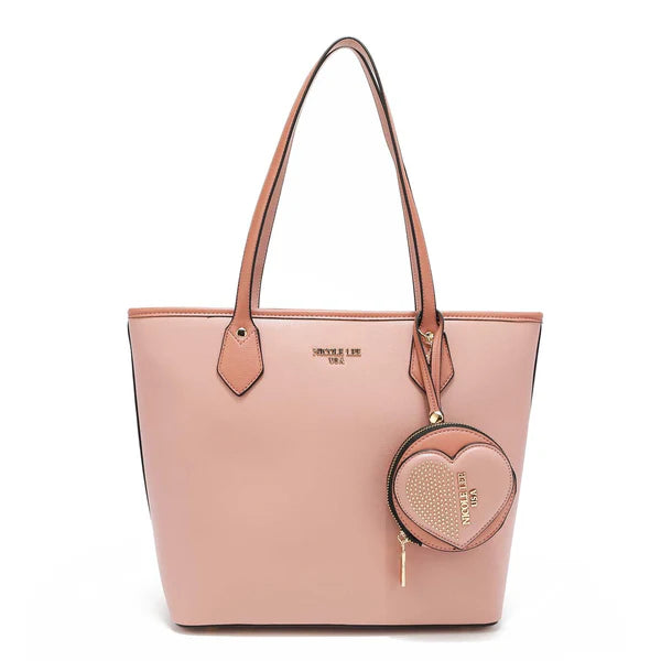 BOLSO SHOPPER CON MONEDERO - Rosa | Cuero Vegano | Nicole Lee España