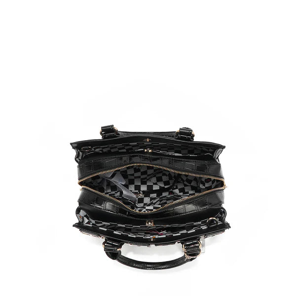 Calista Satchel Blanco | Bolso Vegano con Detalles Croc