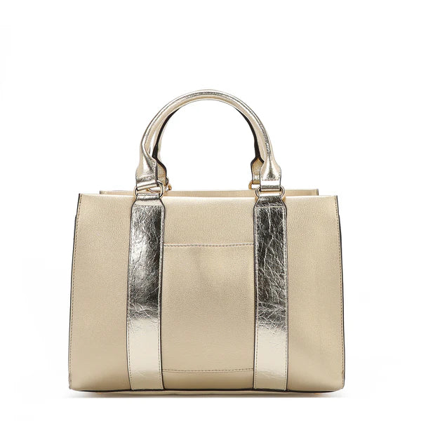 Calista Satchel Dorado | Bolso Vegano con Detalles Croc