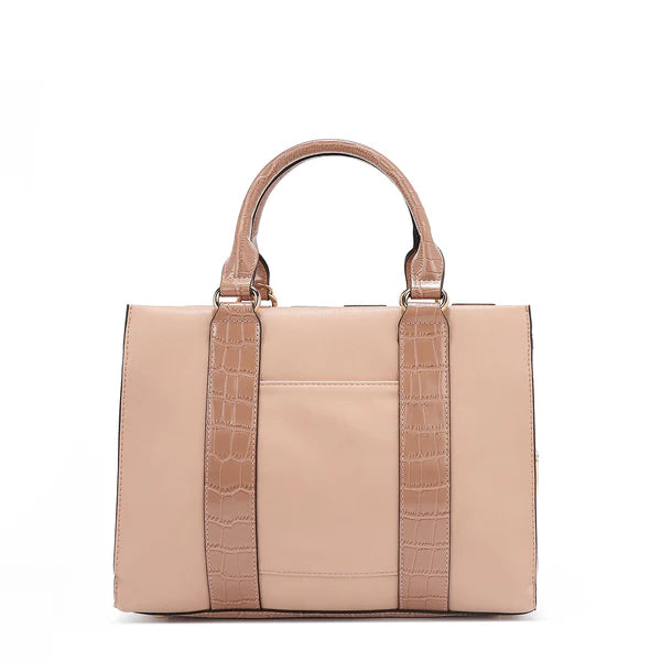 Calista Satchel Rosa | Bolso Vegano con Detalles Croc