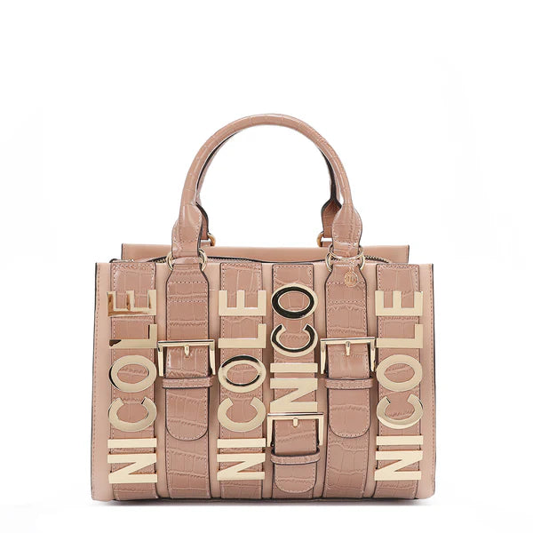 Calista Satchel Rosa | Bolso Vegano con Detalles Croc