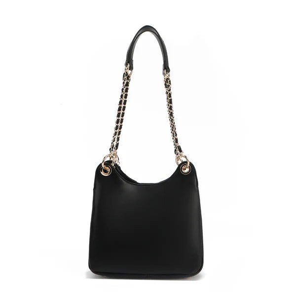 “Bolso Calista negro con cadena Nicole Lee visto de atraz”