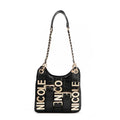 “Bolso Calista negro con cadena Nicole Lee vista frontal”