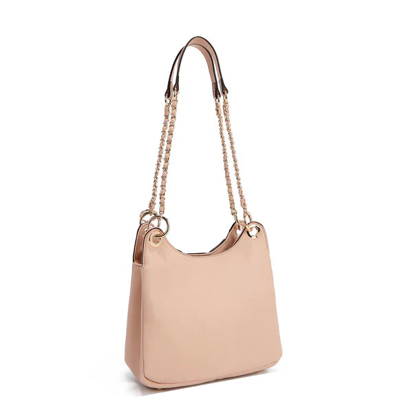 Bolso Calista rosa con cadena Nicole Lee vista frontal