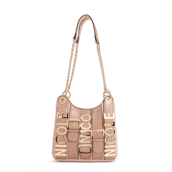 Detalle del bolso Calista rosa con cadena Nicole Lee