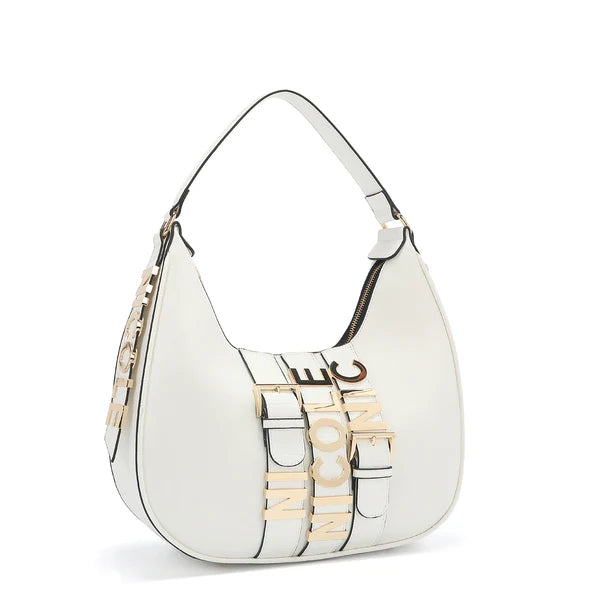 Bolso grande de piel vegana color blanco