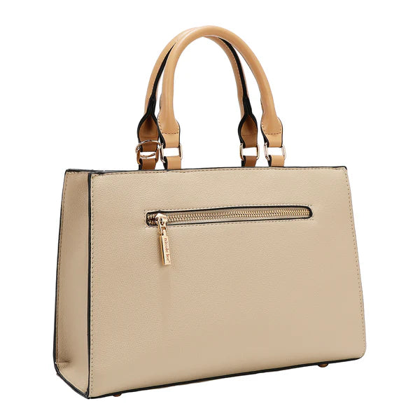 BOLSO DE BOLSILLO CON BLOQUES DE COLOR (TAUPE)