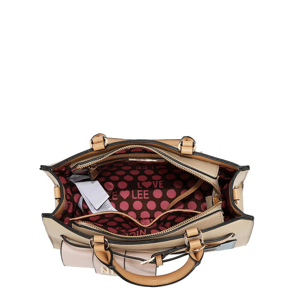 BOLSO DE BOLSILLO CON BLOQUES DE COLOR (TAUPE)