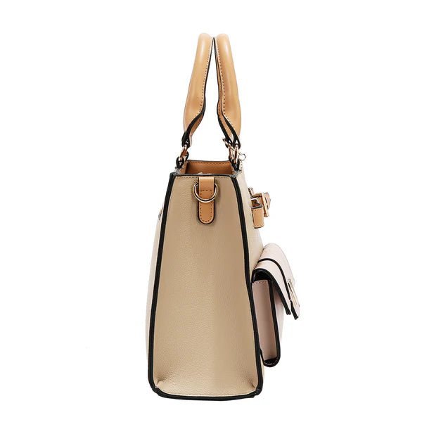 BOLSO DE BOLSILLO CON BLOQUES DE COLOR (TAUPE)