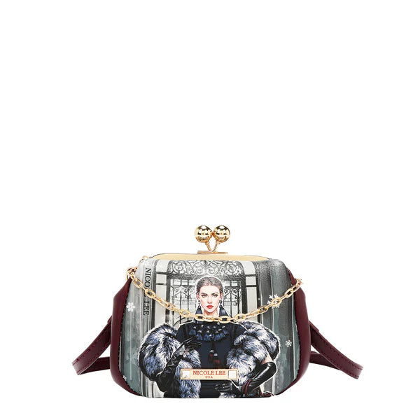 MINI BOLSO CRUZADO CON CIERRE KISS LOCK (MODA SNOWFLAKE)