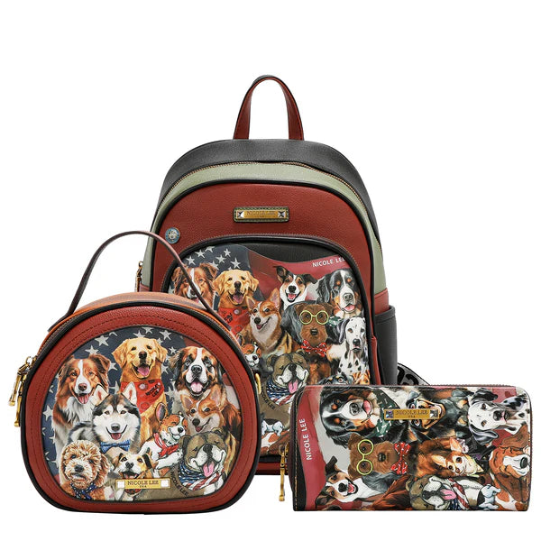 CONJUNTO DE 3 PIEZAS (BEST SMILE) – Mochila, Bandolera y Cartera | Nicole Lee | Cuero Vegano