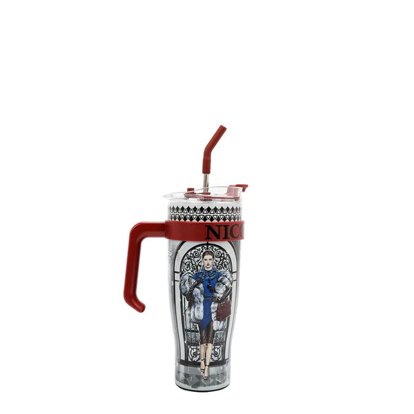 VASO CON ASA 1.2L CON DISEÑO (MODA SNOWFLAKE)