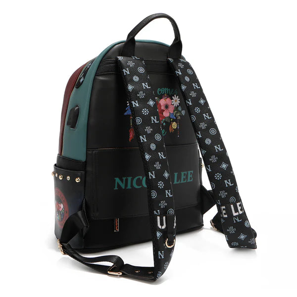 MOCHILA GRANDE DE MODA CON PUERTO DE CARGA USB Y BOLSA - Nicole Lee