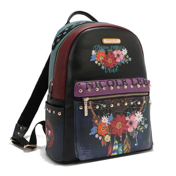 MOCHILA GRANDE DE MODA CON PUERTO DE CARGA USB Y BOLSA - Nicole Lee