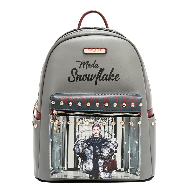 MOCHILA GRANDE DE MODA CON PUERTO DE CARGA USB Y BOLSA (MODA SNOWFLAKE)