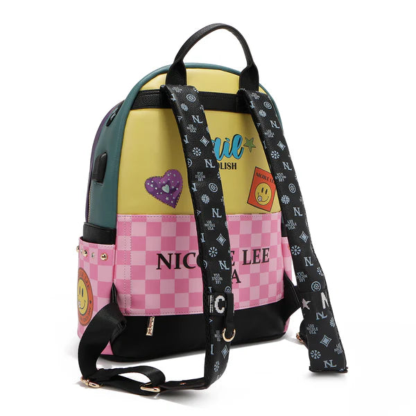 MOCHILA GRANDE DE MODA CON PUERTO DE CARGA USB Y BOLSA (NAIL POLISH)